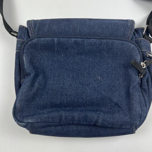 LEI Jeans Denim Crossbody Bag Blue American Flag Smiley Love Patches Y2K - Picture 4 of 14